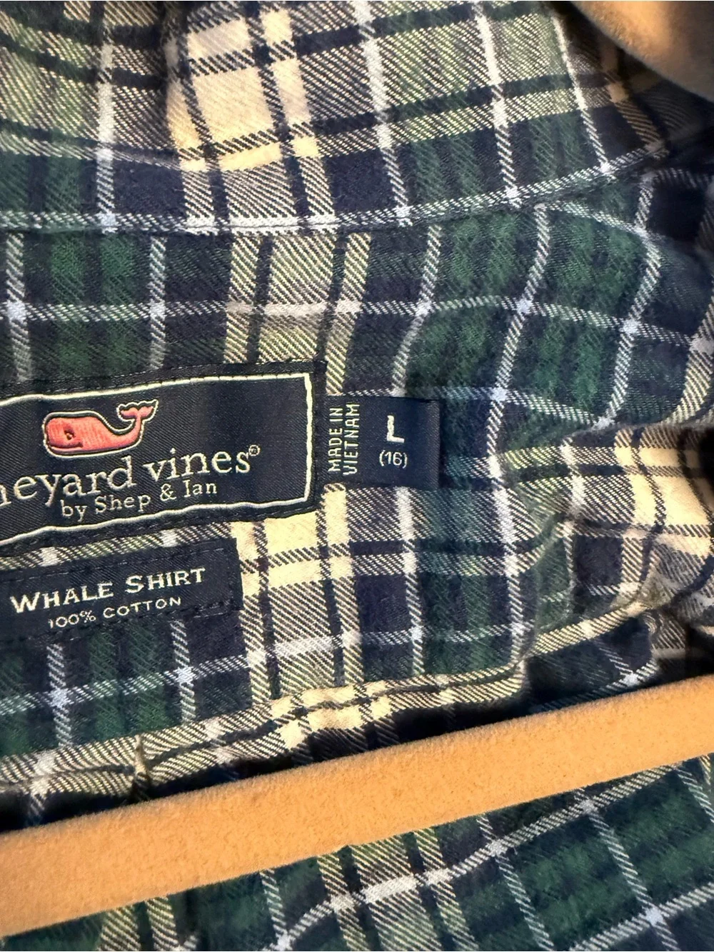 Vineyard Vines Green Navy and White Plaid Button-Down Shirt
